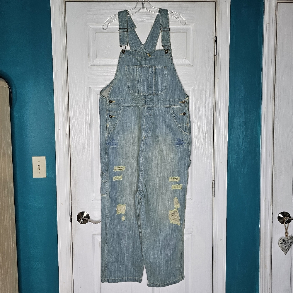 Dropped Crotch Oversized Baggy Blue Denim Overalls - Picture 4 of 15